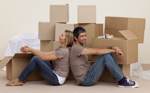 Office relocation items prepared for transport in Marylebone