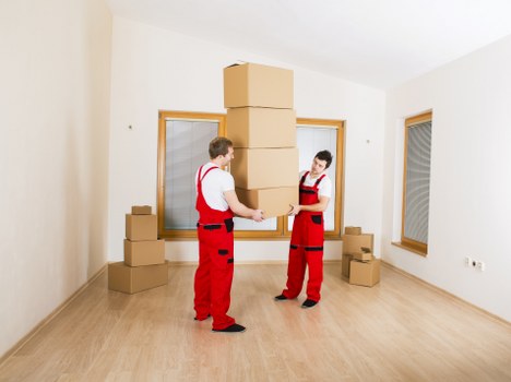 Packed furniture and boxes prepared for local storage